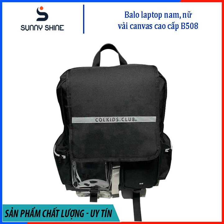 Balo nam, nữ đựng laptop, balo học sinh, sinh viên phản quang, vải Canvas chống nước cao cấp B508