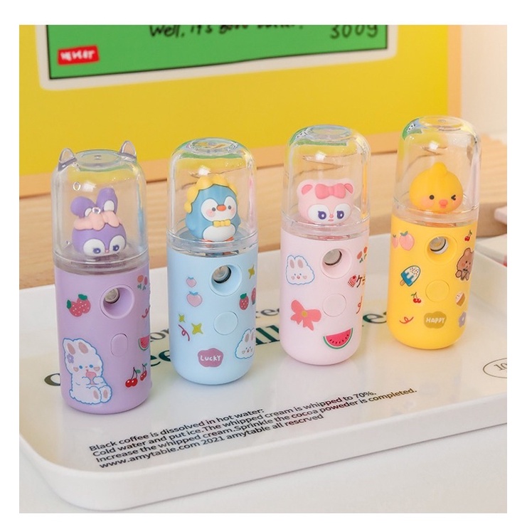 Máy phun sương cầm tay hình nhân vật dễ thương sử dụng cấp ẩm cho da vào thời tiết hanh khô hay ngồi điều hoà