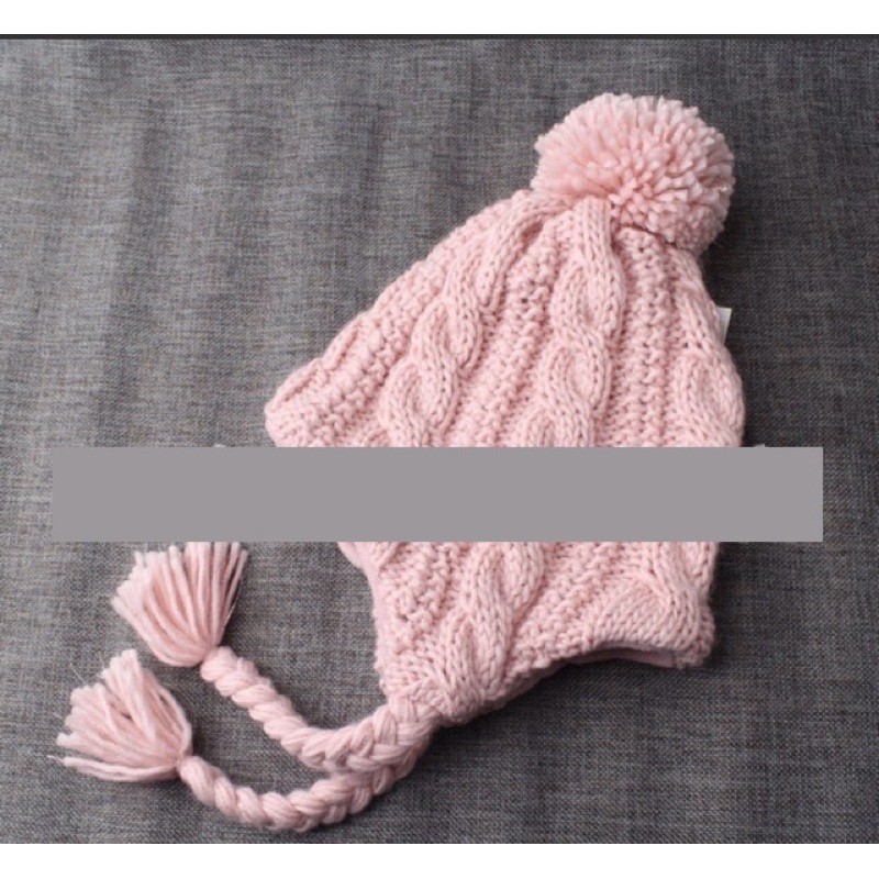 Mũ len bịt tay vặn thừng siêu dầy ấm áp dành cho bé mùa đông mã 02