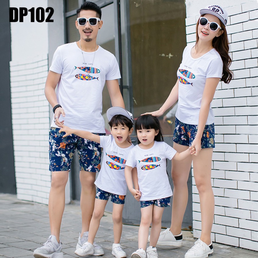 Áo gia đình, áo thun gia đình đồng phục Taiga chất cotton in hình cực kute mã dp102