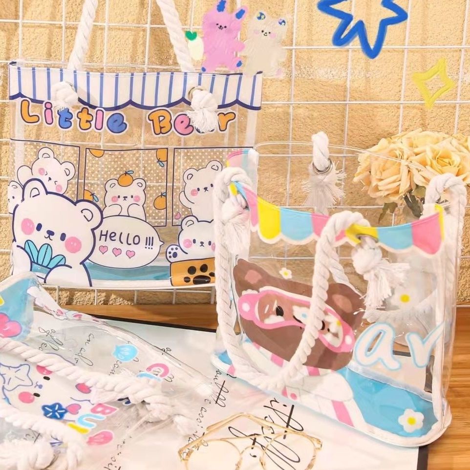 Túi Xách Jelly Trong Suốt Chống Thấm Nước Kích Thước 25 * 28Cm Thời Trang Đi Biển Xinh Xắn