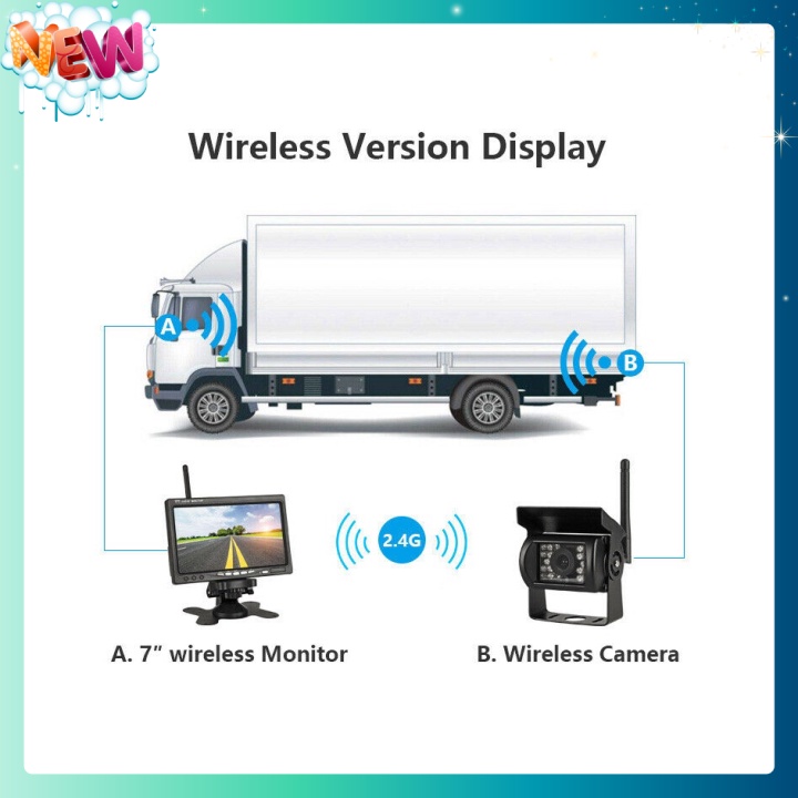 🇳 🇪 🇼®️ Camera lùi không dây kèm màn hình 7 inch, có hồng ngoại sử dụng ban đêm 12v-24v | BigBuy360 - bigbuy360.vn
