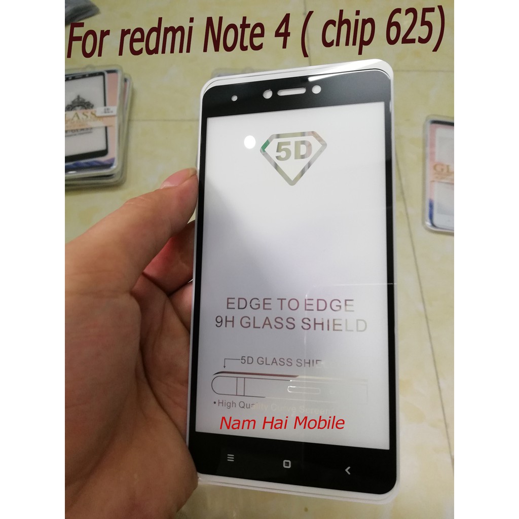 Kính cường lực 5D cho redmi Note 4 ( chip 625 ) full keo