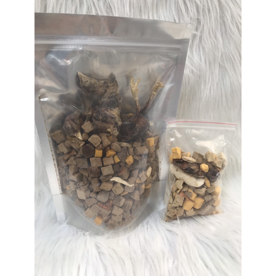 Thức ăn đông khô, Thịt sấy khô gà, gan,chim, cá gói 200gr