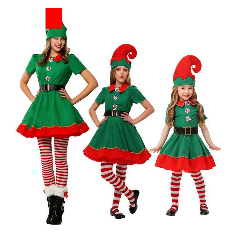 Bộ Đồ Hóa Trang Elf Giáng Sinh Mới Cho Trẻ Em Và Người Lớn
