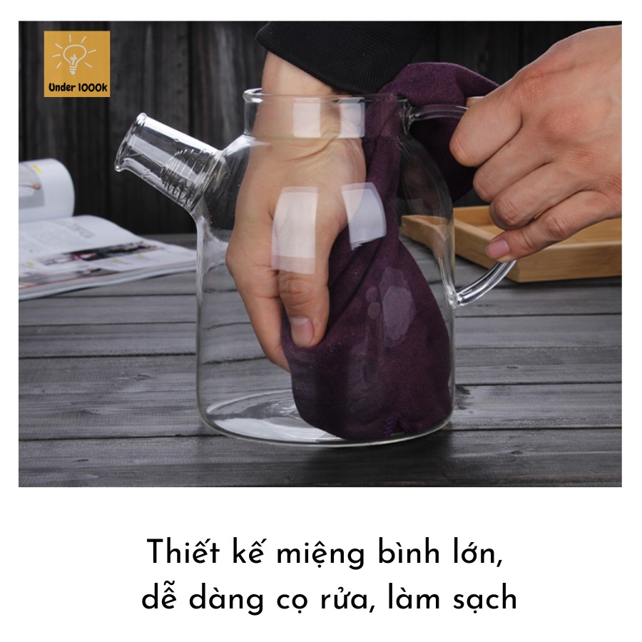 Ấm trà thủy tinh - cốc thủy tinh chịu nhiệt cao cấp, kiểu dáng hiện đại - nhiều kích cỡ