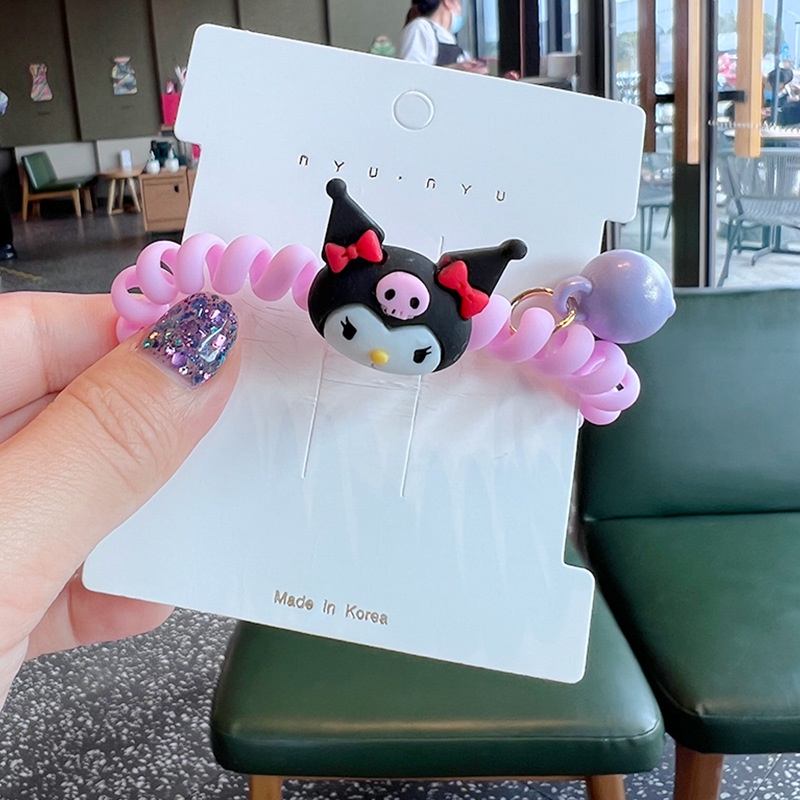 Dây Buộc Tóc Cao Su Co Giãn Hình Điện Thoại Hello Kitty Phong Cách Nhật Bản