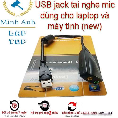 [Bão Giá] USB Sound Cao Cấp 5Hv2 7.1 - Dây Chia MIc Và Loa Từ Cổng USB