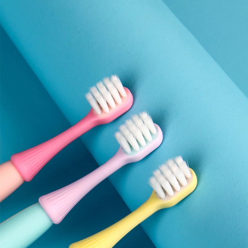 Bộ 3 cái bàn chải đánh răng lông mềm đầu nấm đáng yêu cho trẻ nhỏ