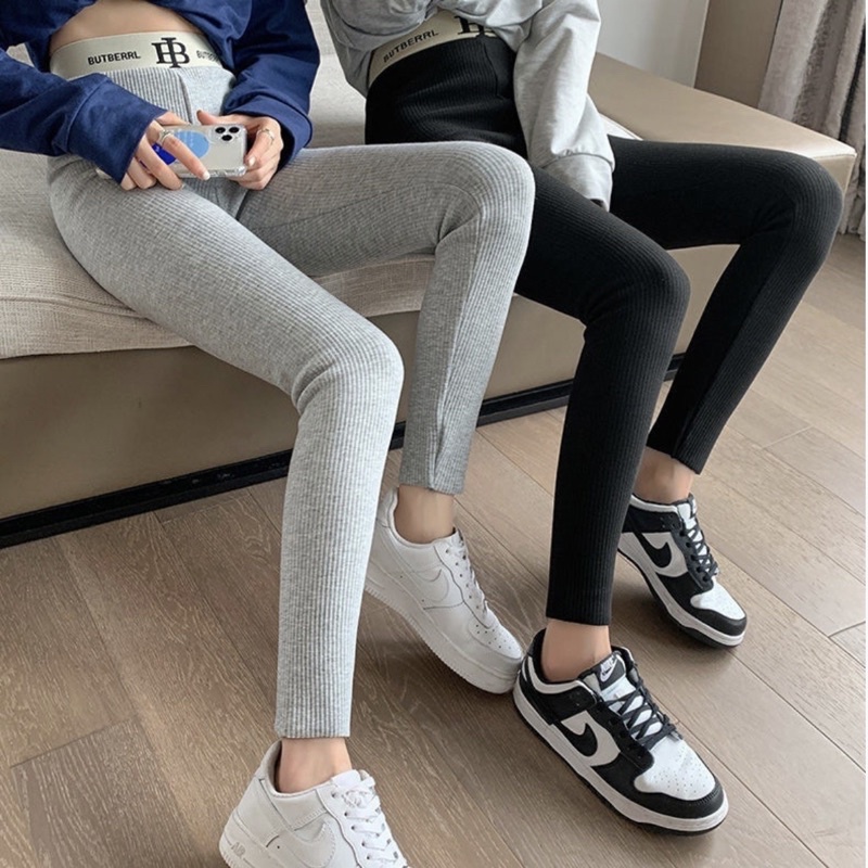 Quần legging lót lông cừu cạp cao gen bụng, quần dài nữ len tăm lót nỉ dày siêu ấm ButBerrl