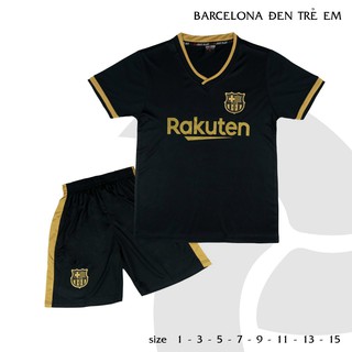Bộ bóng đá trẻ em barcelona đen 2020 2021
