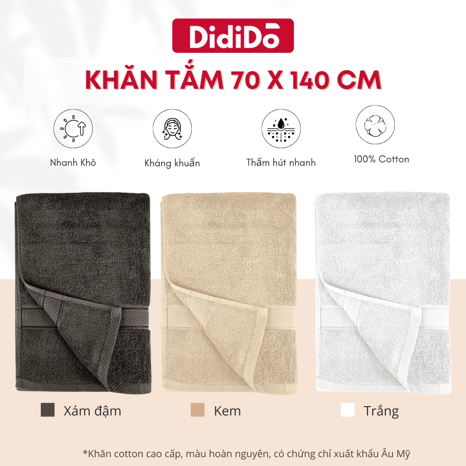 Khăn tắm 70x140cm 100% cotton cao cấp