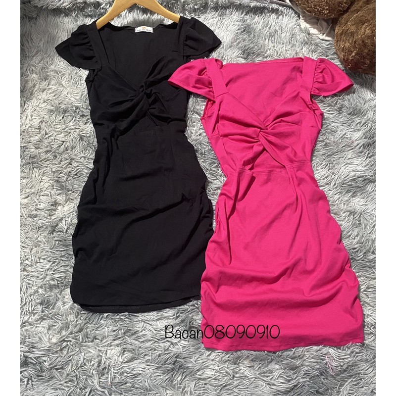 Đầm ôm body nữ kiểu hở xoắn ngực chất vải thun Borip | BigBuy360 - bigbuy360.vn