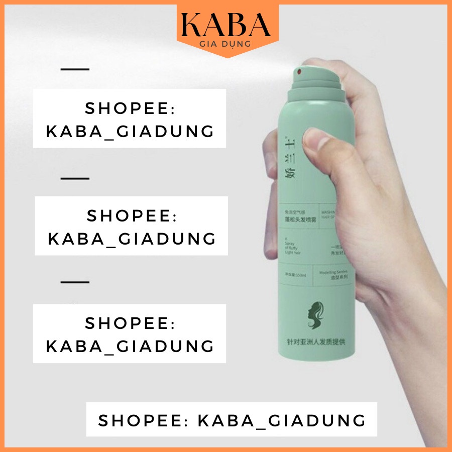 Dầu gội khô dạng xịt, dầu gội đầu khô nữ không bết dính phồng tóc nội địa KABA