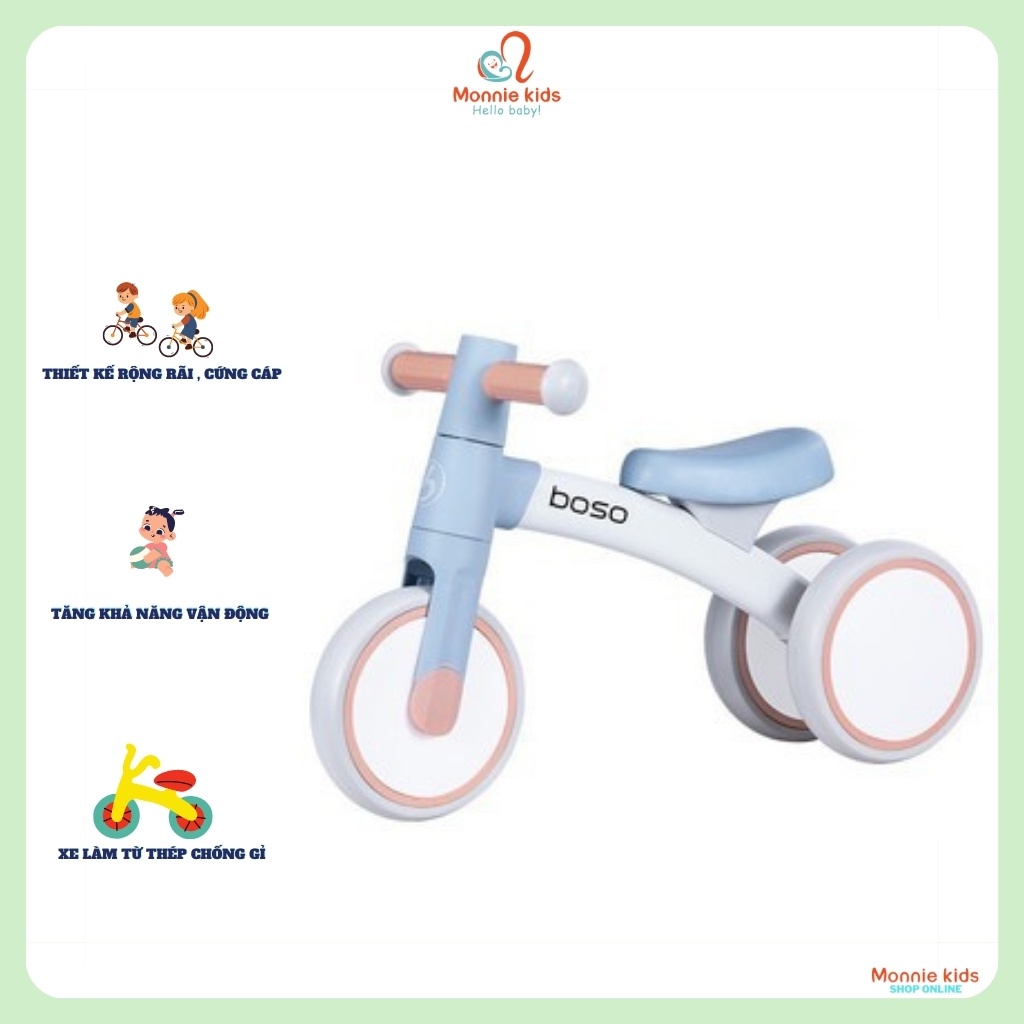 Xe chòi chân BOSO 4 bánh, xe chòi chân rộng rãi cứng cáp an toàn cho bé - Monnie Kids