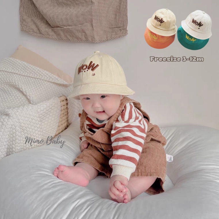 Mũ nón tai bèo, mũ bucket họa tiết chữ WOW dễ thương cho bé MH134 Mimo Baby
