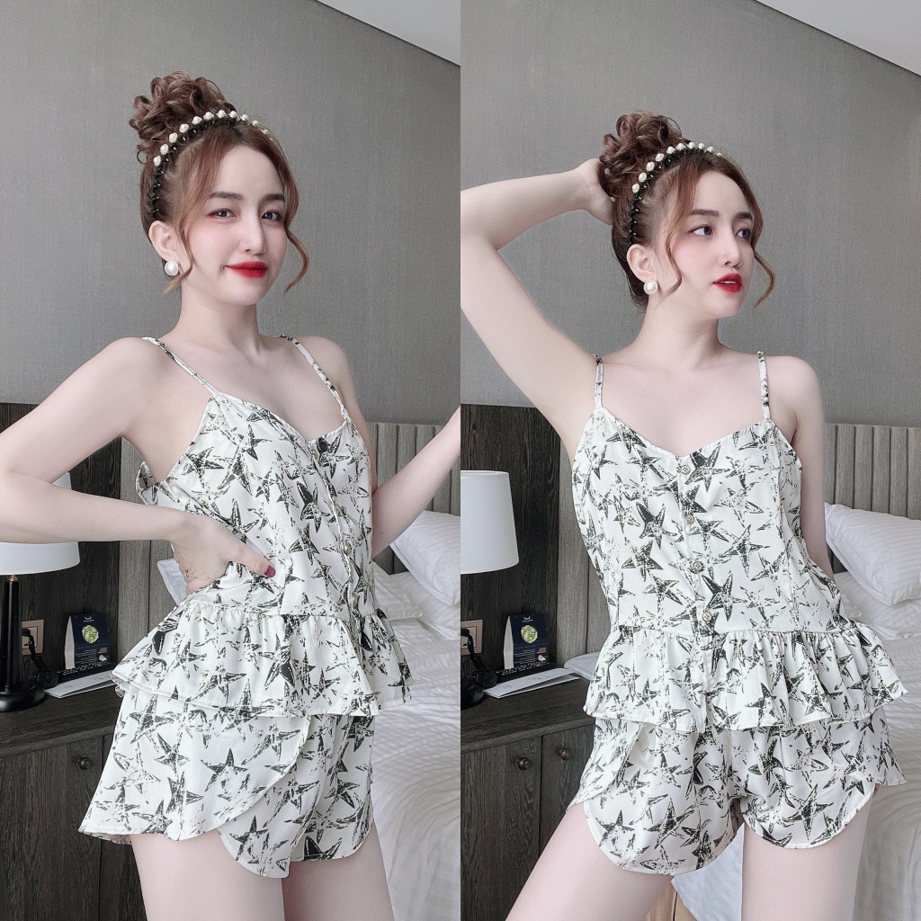 Đồ ngủ sexy 2 dây gợi cảm chất lụa latin mềm mát mặc ngủ thoải mái dây có tăng đơ Freesize 40-57kg - Linqustore