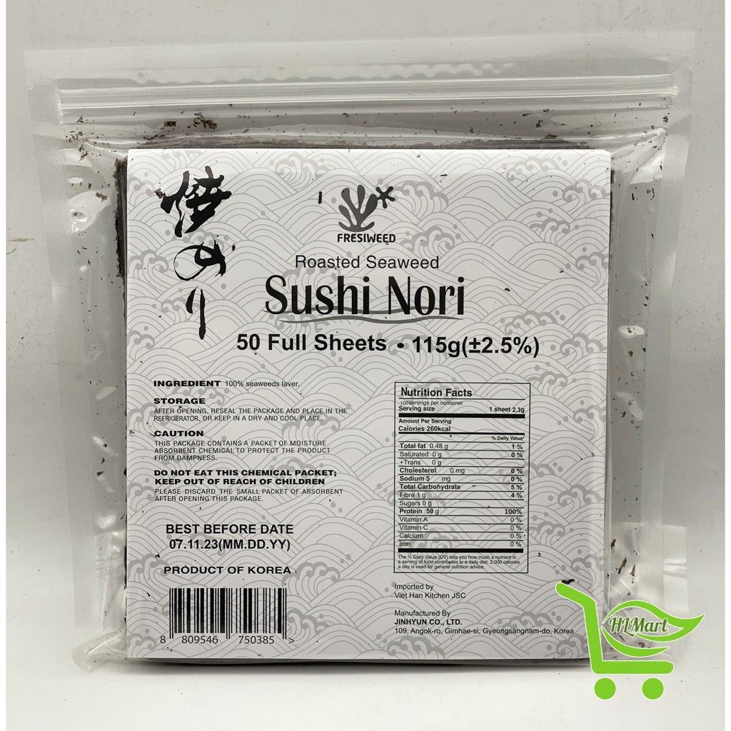 100 lá Rong biển cuốn cơm 💚Freeship💚  Sushi Nori Fresiweed Hàn Quốc 230g