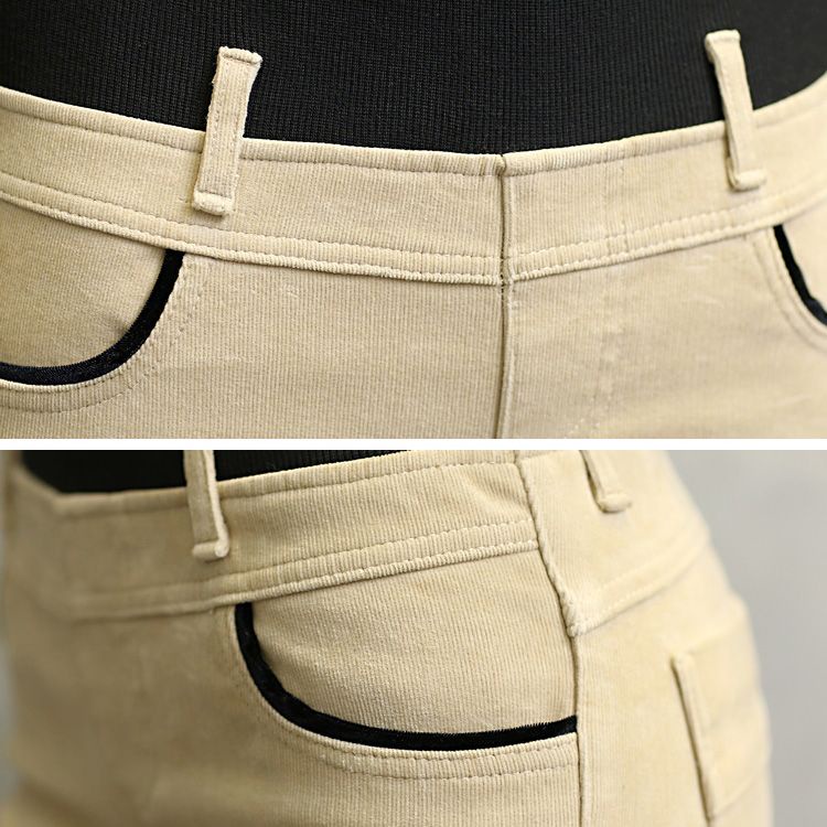 Plus Quần Nhung Kẻ Sọc Lưng Thun Thời Trang Thu Đông Dành Cho Nữ