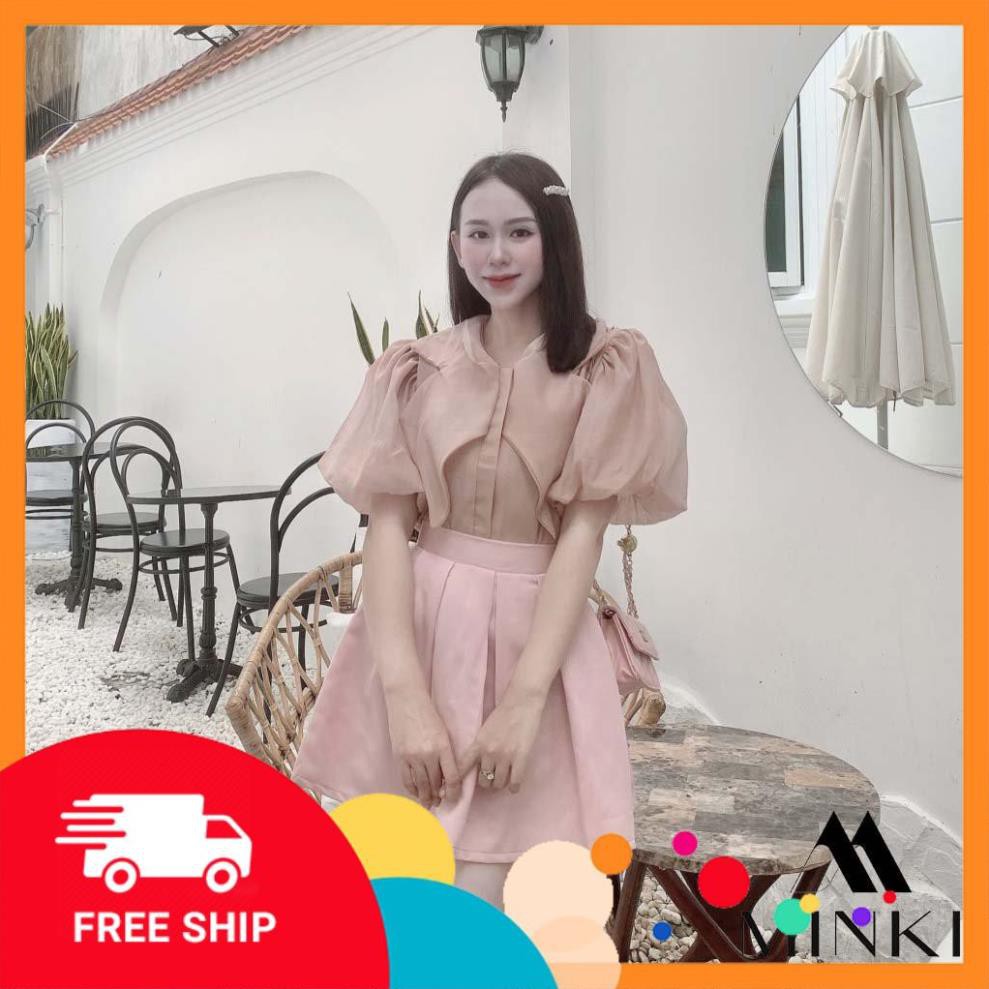 [SALE_MẠNH_50%] [ HÀNG THIẾT KẾ] SET ÁO CỔ NHỌN VÀ CHÂN VÁY XẾP LY - CHẤT LIỆU TƠ CAO CẤP - MÀU HỒNG [SIÊU PHẨM] | BigBuy360 - bigbuy360.vn
