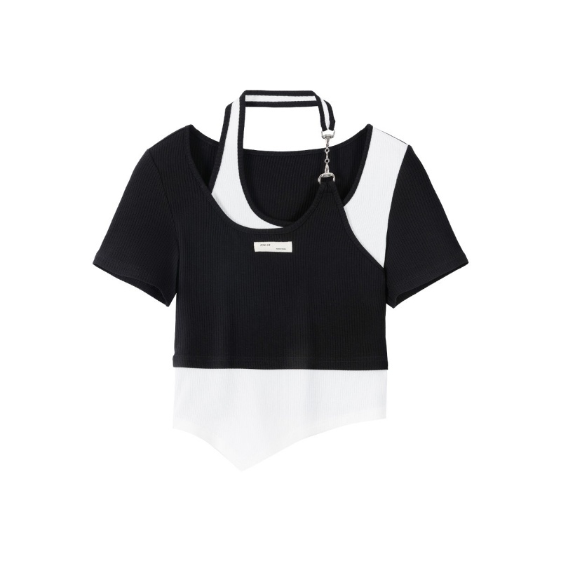 Áo kiểu COZOK tay ngắn cổ tròn dáng ôm thời trang dễ phối đồ