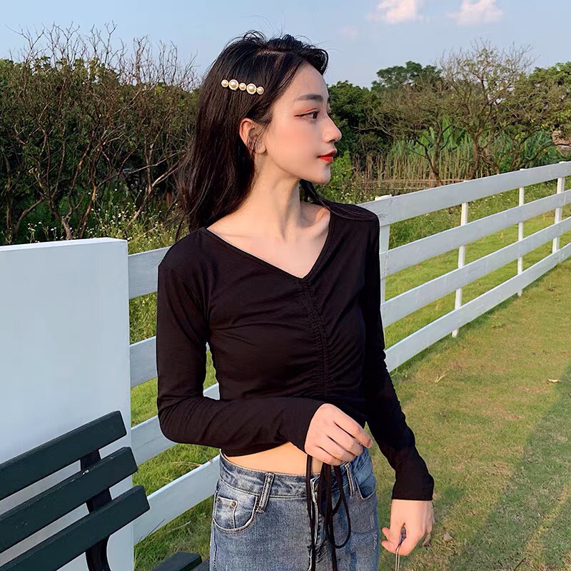 Áo len kiểu dây rút dài tay ALALA phong cách vintage xinh đẹp Hàn Quốc