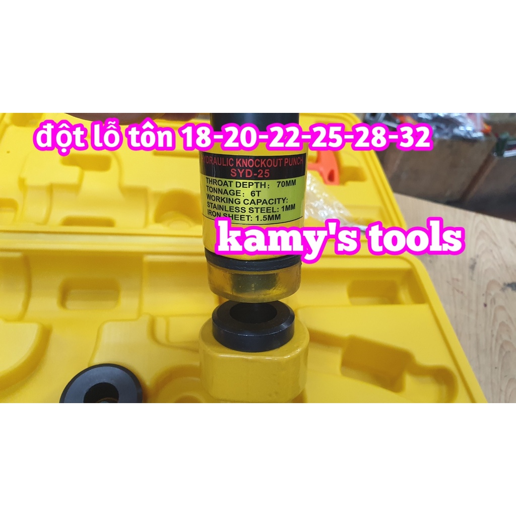 Dụng cụ đột lỗ tôn thủy lực đục lỗ thang máng cáp máng điên SYD-25 với 6 bộ khuôn đột 18-32mm