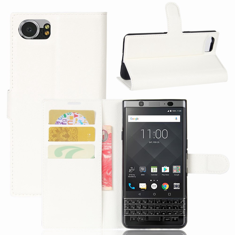 Bao da điện thoại màu trơn có ngăn đựng thẻ và khóa tiện dụng cho BlackBerry Keyone / Mercury / DTEK70