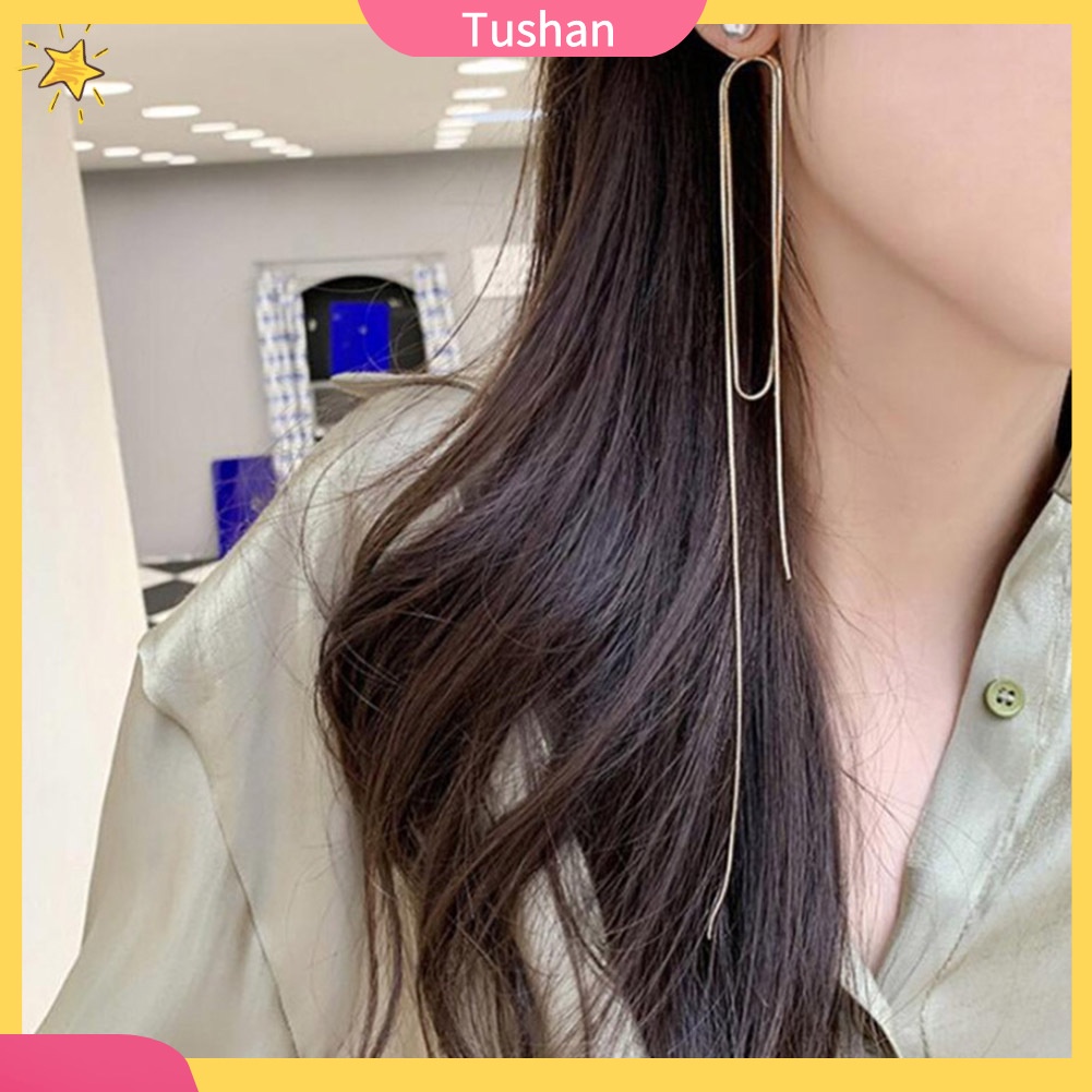 Khuyên tai tua rua dáng dài đính ngọc trai nhân tạo cho nữ TUSH