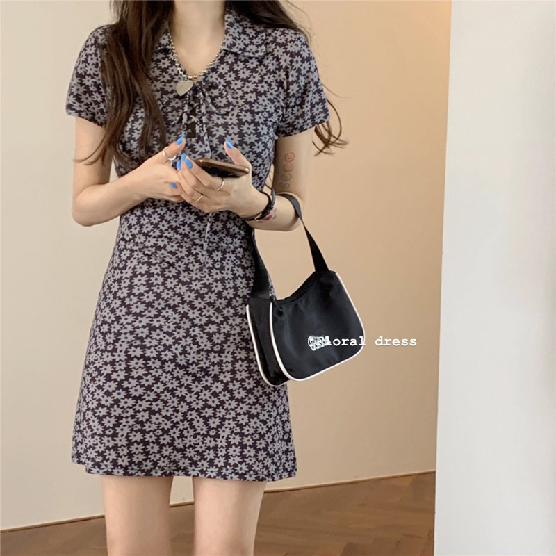 Đầm Tay Ngắn Họa Tiết Hoa Cúc Phong Cách Retro Pháp | BigBuy360 - bigbuy360.vn