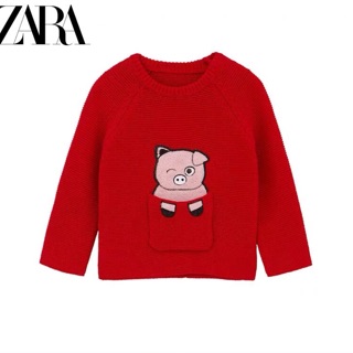 Áo len lợn đỏ Zara 2-6Y (có ảnh thật)
