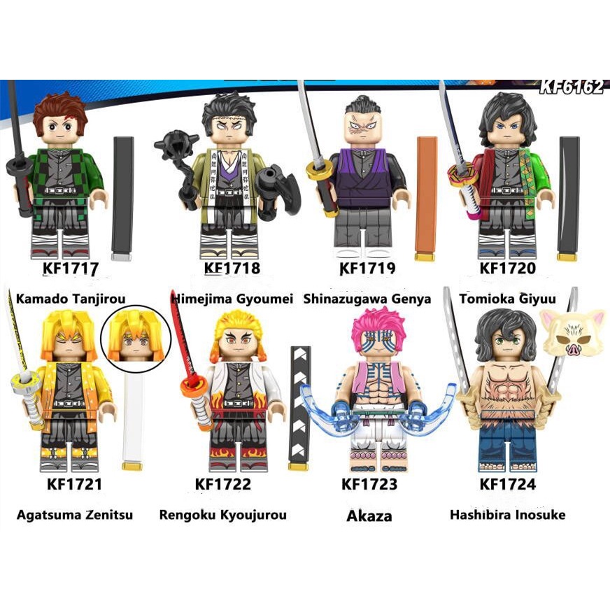 Mô Hình Lego Nhân Vật Anime Demon Slayer Tanjirou Akaza Giyuu Inosuke