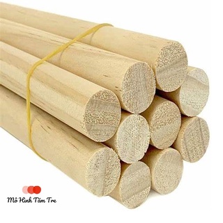 Thanh gỗ thông tròn phi 3cm (dài 5cm - 160cm) treo rèm , macrame, decor