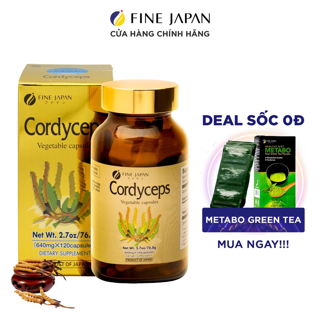 Viên Đông Trùng Hạ Thảo Nhật Bản - Cordyceps Fine Japan giúp Tăng Sức Đề Kháng (Hộp 120 Viên)