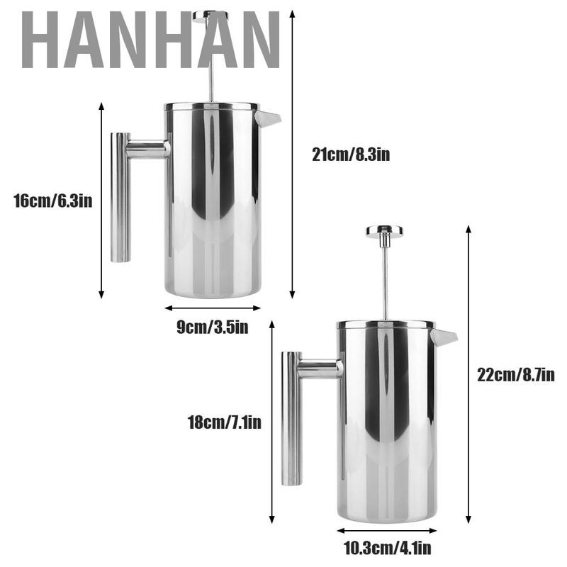 Bình pha cà phê bằng thép không gỉ kiểu Pháp chất lượng cao hando