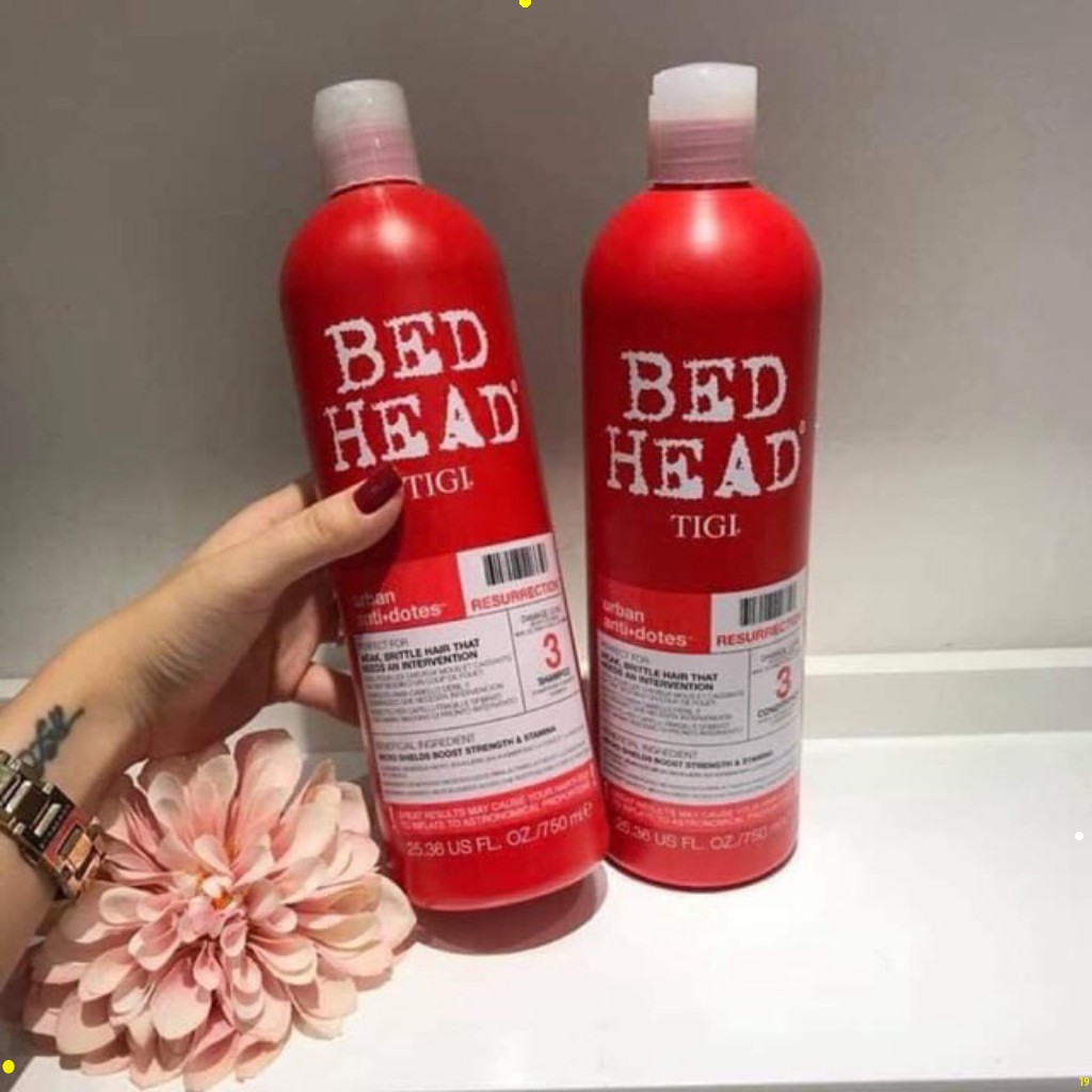 [cặp gội xả] dầu gội tigi đỏ bed head dành cho tóc hư tổn, làm thơm tóc, mang lại sự mượt mà, cặp dầu phục hồi tóc xơ