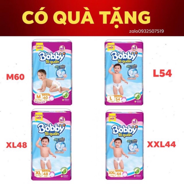 Tã quần Bobby các size M60/L54/XL48/XXL44