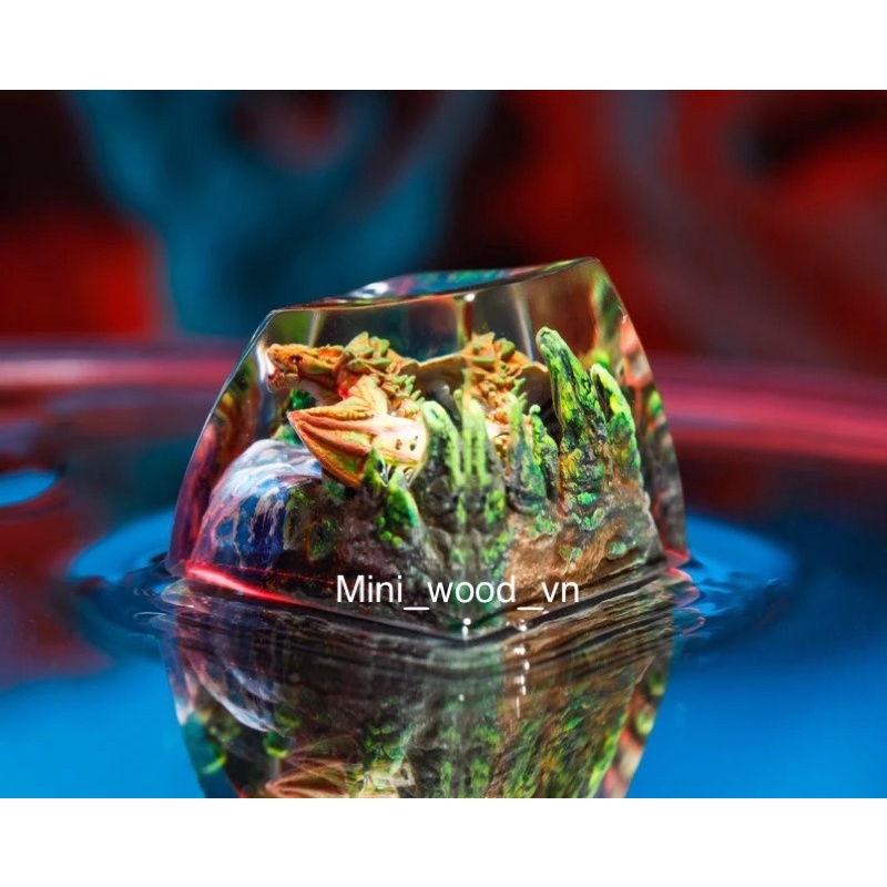 Nút bàn phím cơ Rồng Vàng Cam.Keycap resin Dragon Yellow Orange.Keycap Artisan
