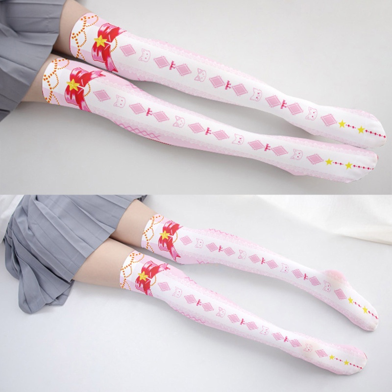 XIXI Vớ Dài Đến Đầu Gối Đính Nơ In Hình Mèo 3D Phong Cách Lolita Dành Cho Nữ