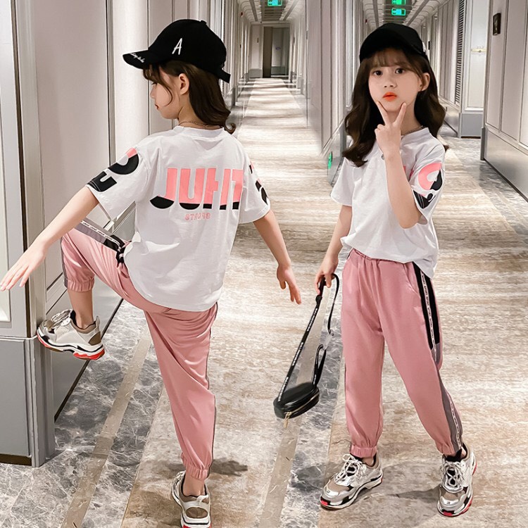 Bộ quần áo hè cho bé gái 14-45kg,bộ quần áo nữ từ 4-14 tuổi &quot;JUHT EO&quot; cá tính, thấm hút mồ hôi tốt, hàng may kỹ