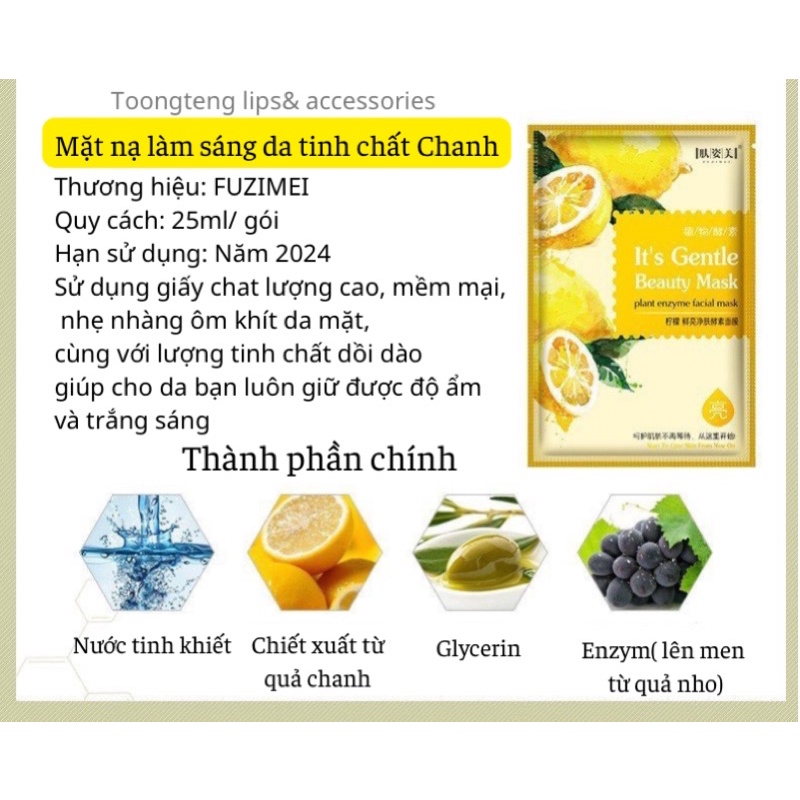 Mặt Nạ Giấy Dưỡng Ẩm Trái Cây Cao Cấp Enzyme Ngăn mụn Trẻ Hóa Da Săn Chắc Da FUZIMEI
