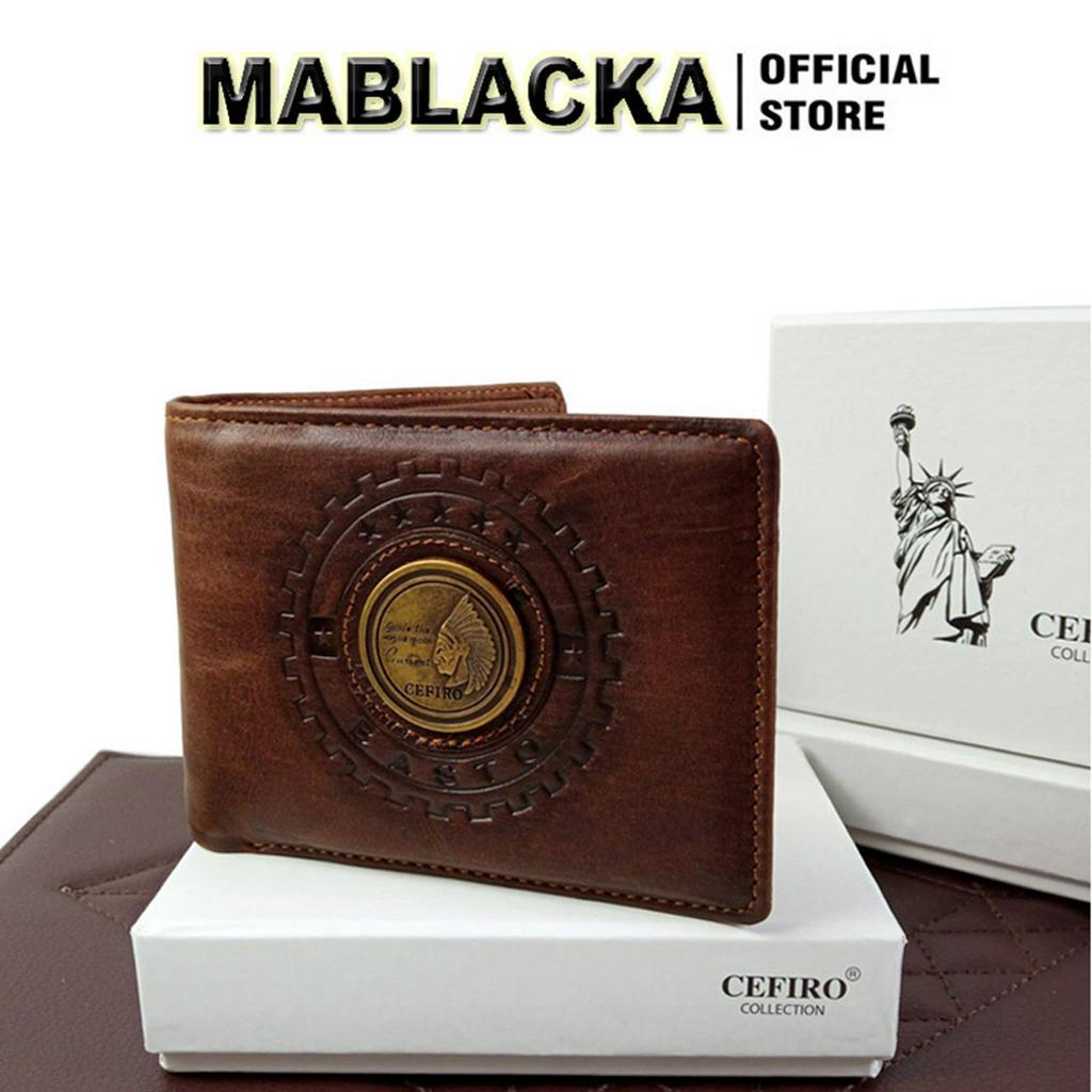 Ví nam cao cấp mini nhỏ gọn dáng đứng, bóp da nam Cefiro