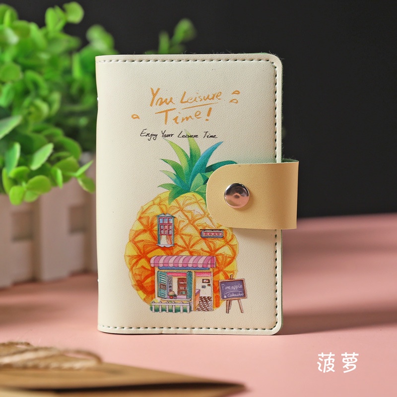 Ví Da PU Đựng Thẻ / Tiền Xu / Thẻ Có Khóa Cài Họa Tiết Hoạt Hình Kiểu Hàn Quốc Cho Nữ Giá Đỡ