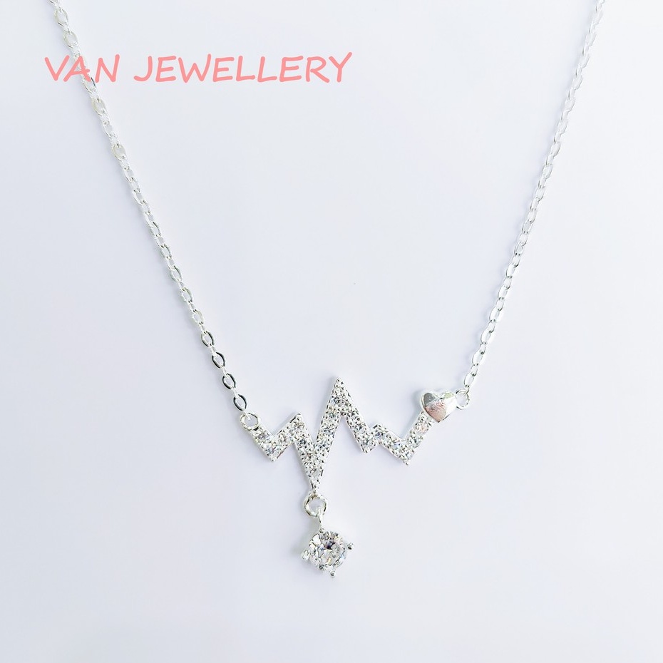 Dây chuyền bạc dây nhịp tim đính đá bạc ta_van jw