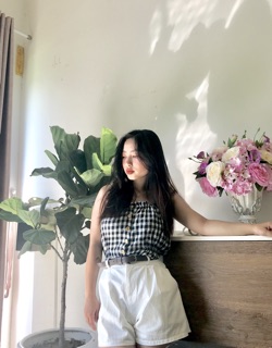 Áo 2 dây kẻ caro