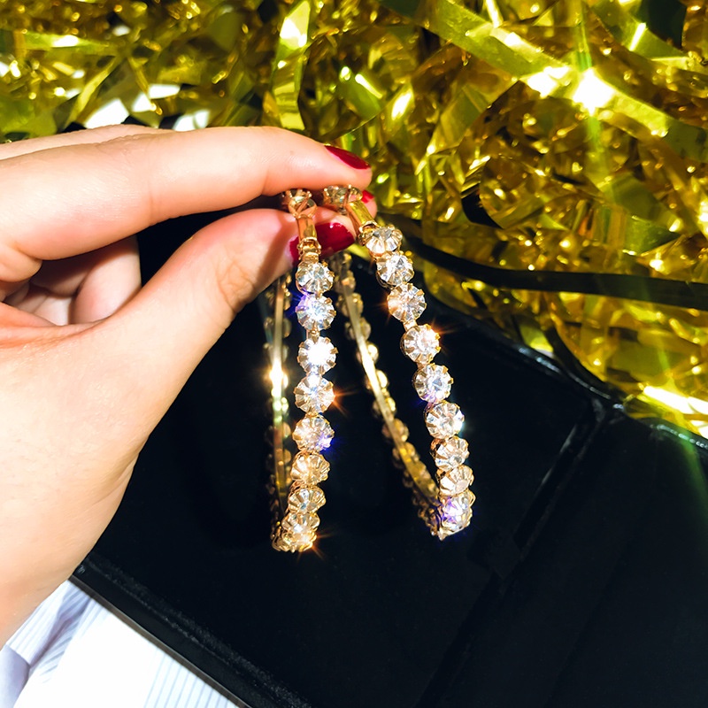 Khuyên Tai Tròn Mạ Bạc 925 Đính Đá Thời Trang Mới