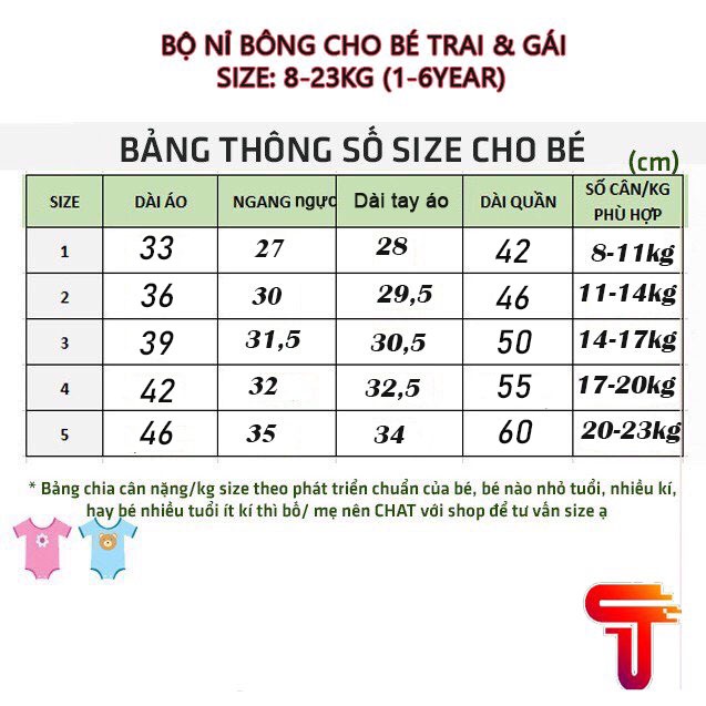 Bộ nỉ bông ấm áp cho bé yêu Phom To 8_22kg (1-6year) Tanosa_kids