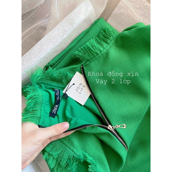 Váy dạ weet màu xanh lá cây dáng suông cho nữ