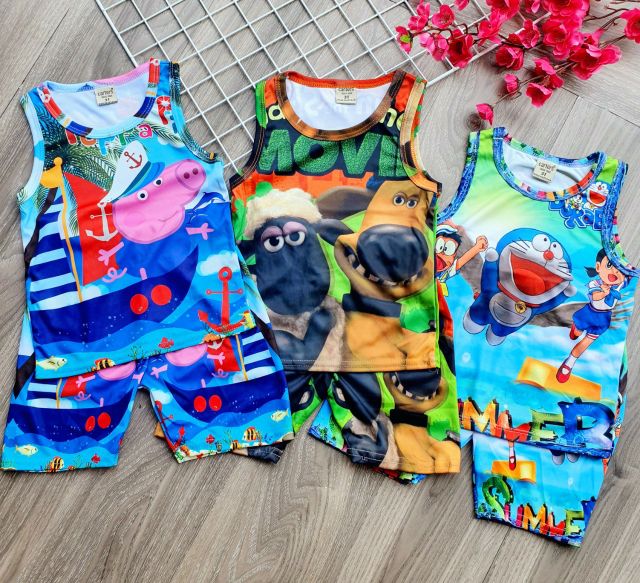 12_24kg Bộ thun lạnh 3D người nhện, doremon bé trai ảnh thật, video KHĂN RẰN SHOP