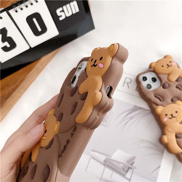 iPhone 11 Pro Max / iPhone12 / iPhone X / iPhone 7 Plus / iPhone 8 / iPhone 6 Cookie Bear Lanyard Vỏ điện thoại di động Silicone mềm